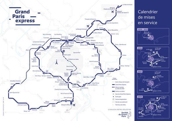 Carte et prévisions des chantiers du Grand Paris 